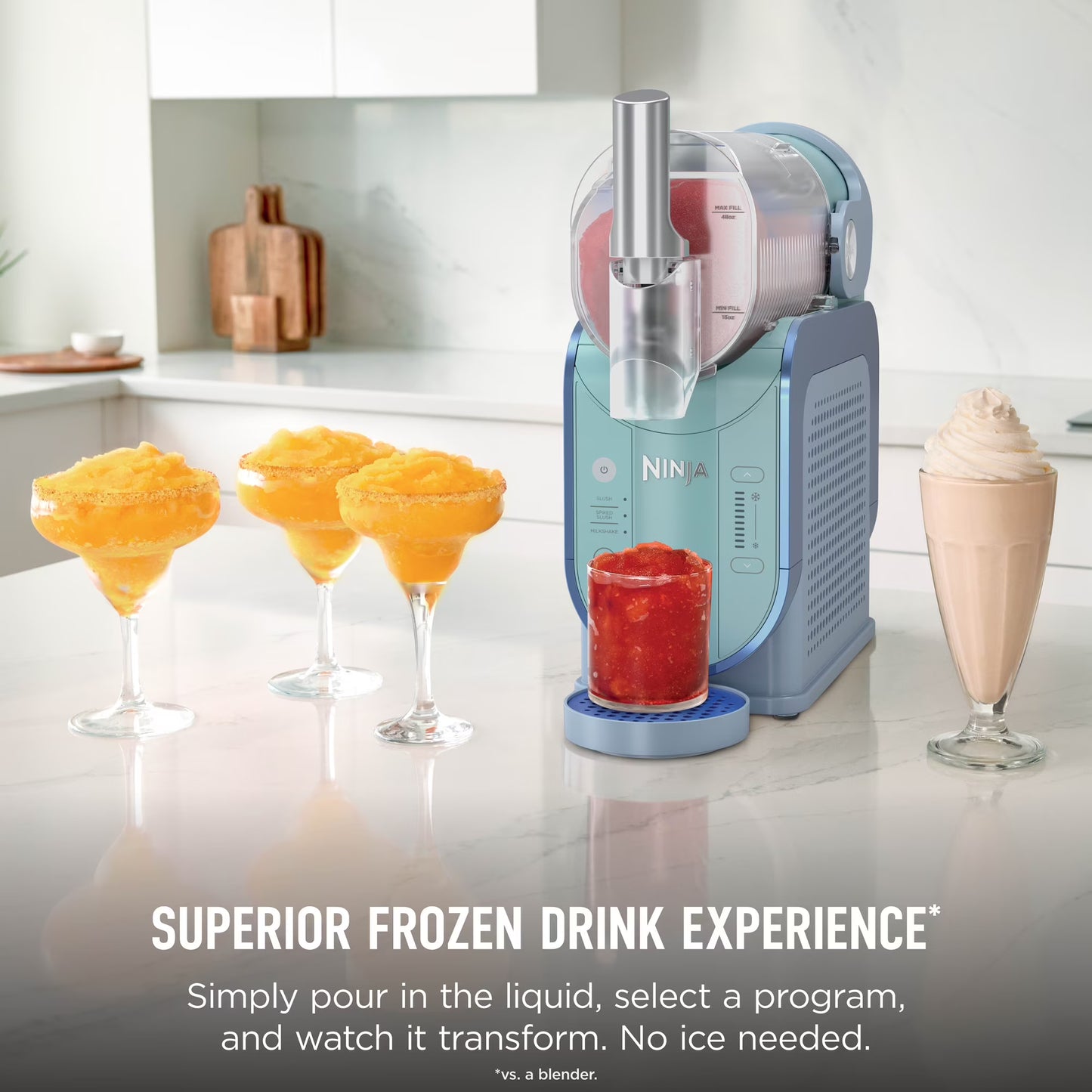 Ninja SLUSHi 72-Oz Frozen Drink Machine with RapidChill Technology, 3 Presets, Dishwasher Safe, Slushy Maker, FS300BL Blue