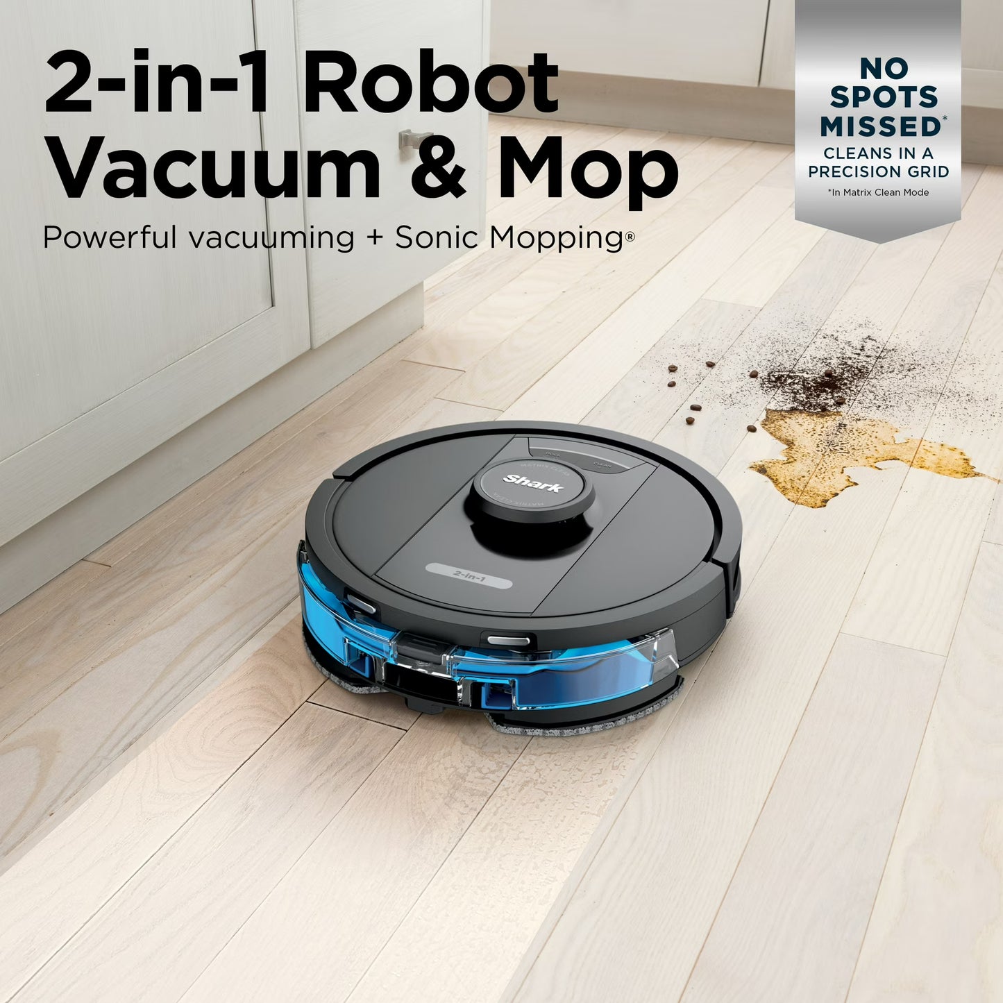 Shark Matrix 2-in-1 Robot Vacuum & Mop, Sonic Mopping, Matrix Clean, LiDAR Home Mapping, RV2400WD