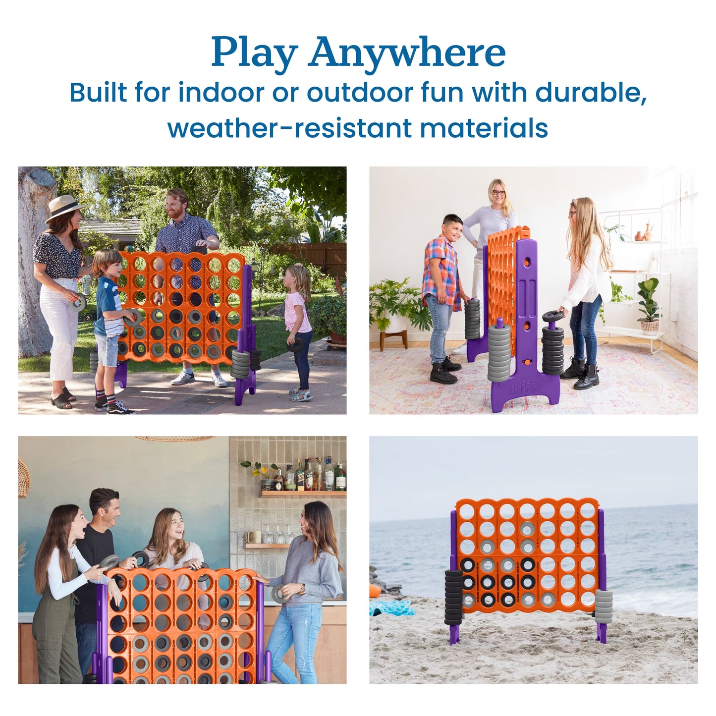 ECR4Kids Jumbo 4-To-Score Giant Game with 42 Rings and Reset Sliders, Outdoor Games, Orange, Purple
